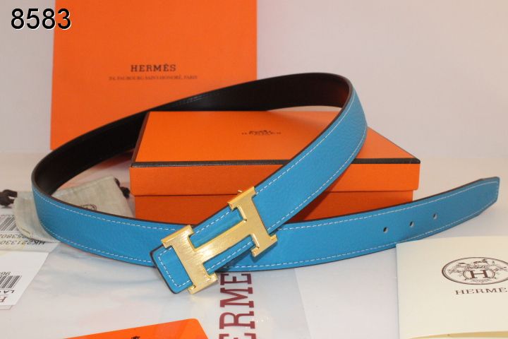 Find with Golden H Buckle Belt Blue Womens Hermes